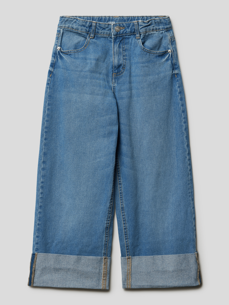 Loose Fit Jeans mit fixierten Beinumschlägen in jeans