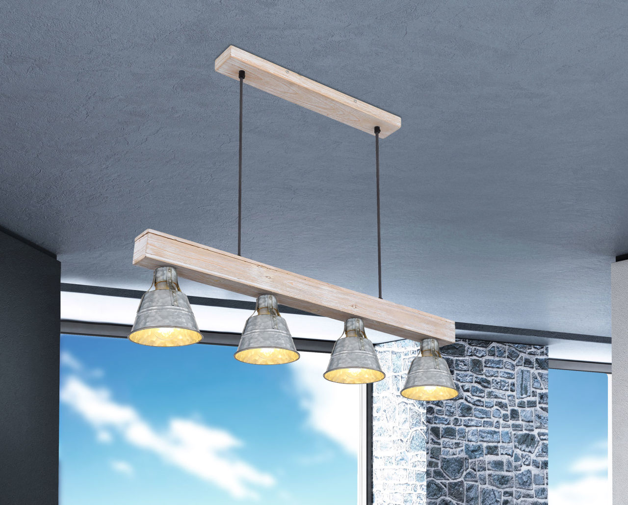 Globo Lighting - GÜNTHER I - Hängeleuchte Metall antik Dekorstanzungen, 4x E27
