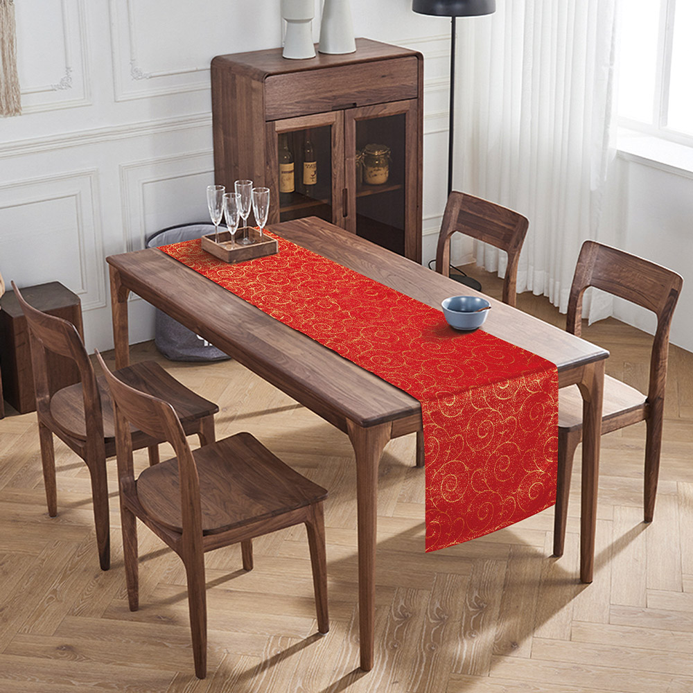 Bella Casa Jacquard-Tischläufer mit Goldeffekt - Rot/Gold