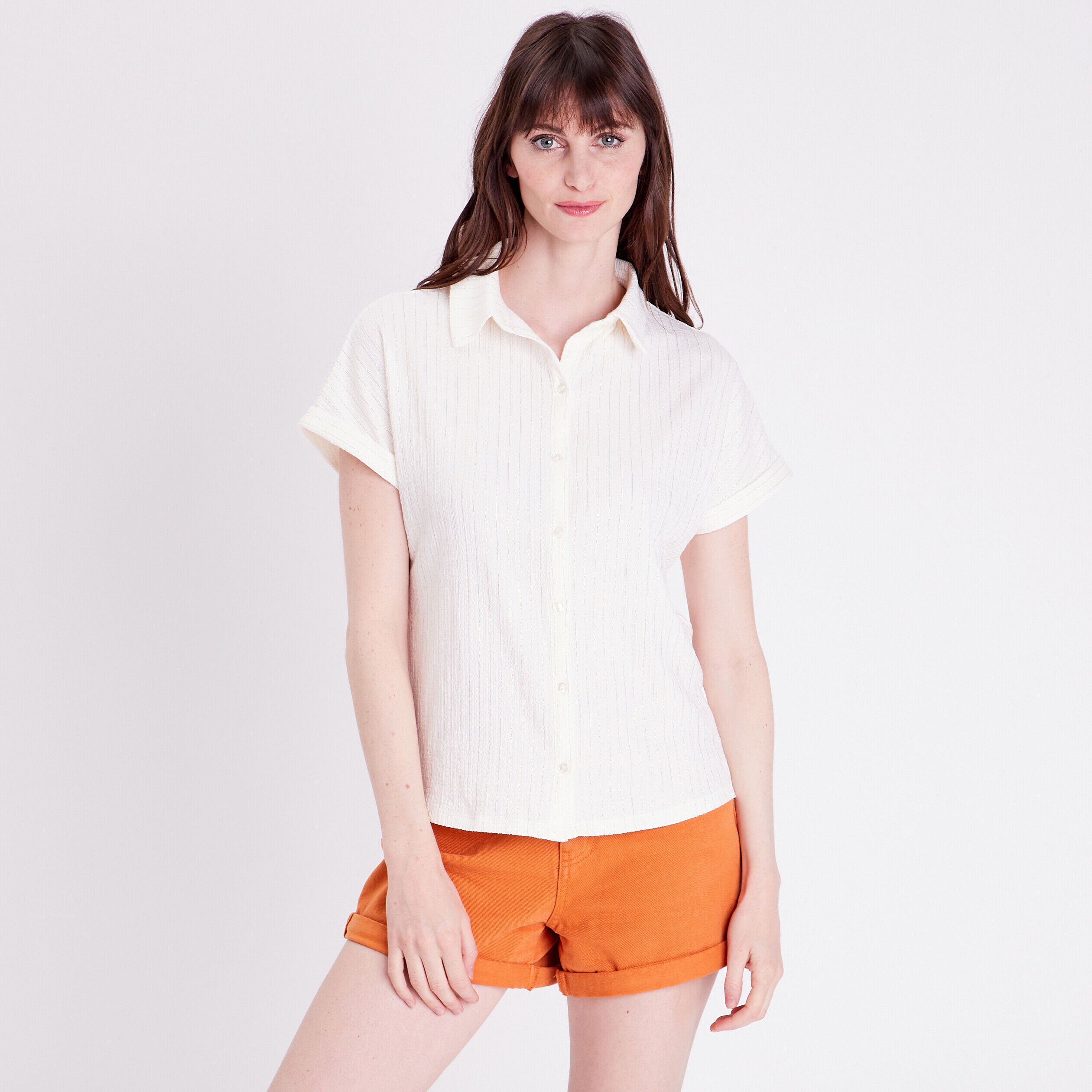 Blouse manches courtes ecru femme | Cache Cache