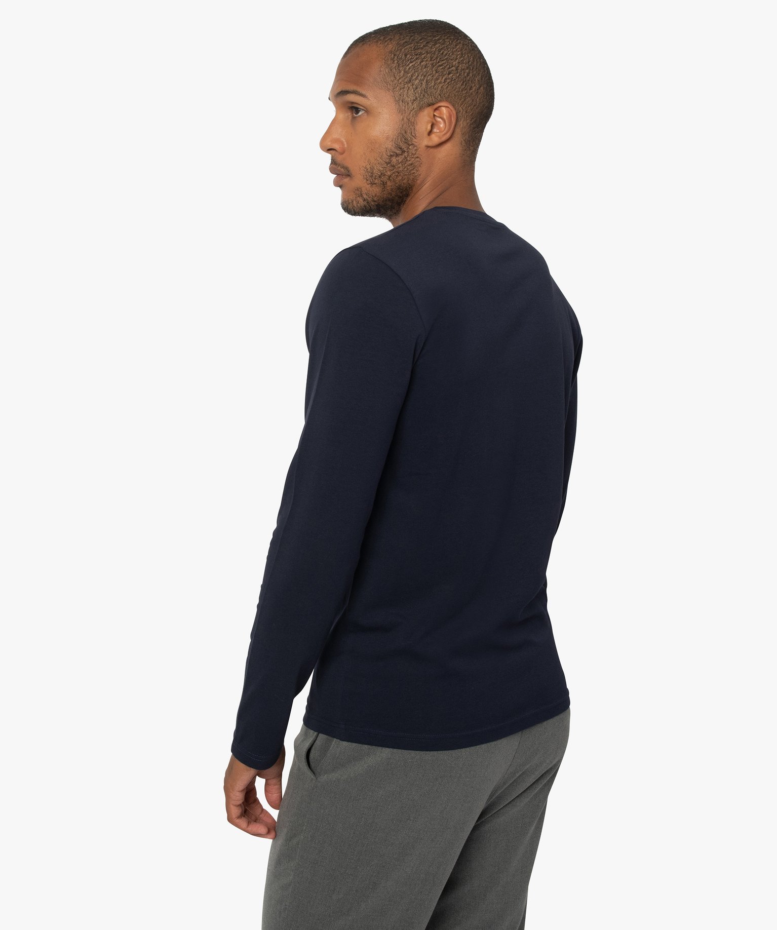 Tee-shirt homme à manches longues et col rond coupe slim bleu | GEMO