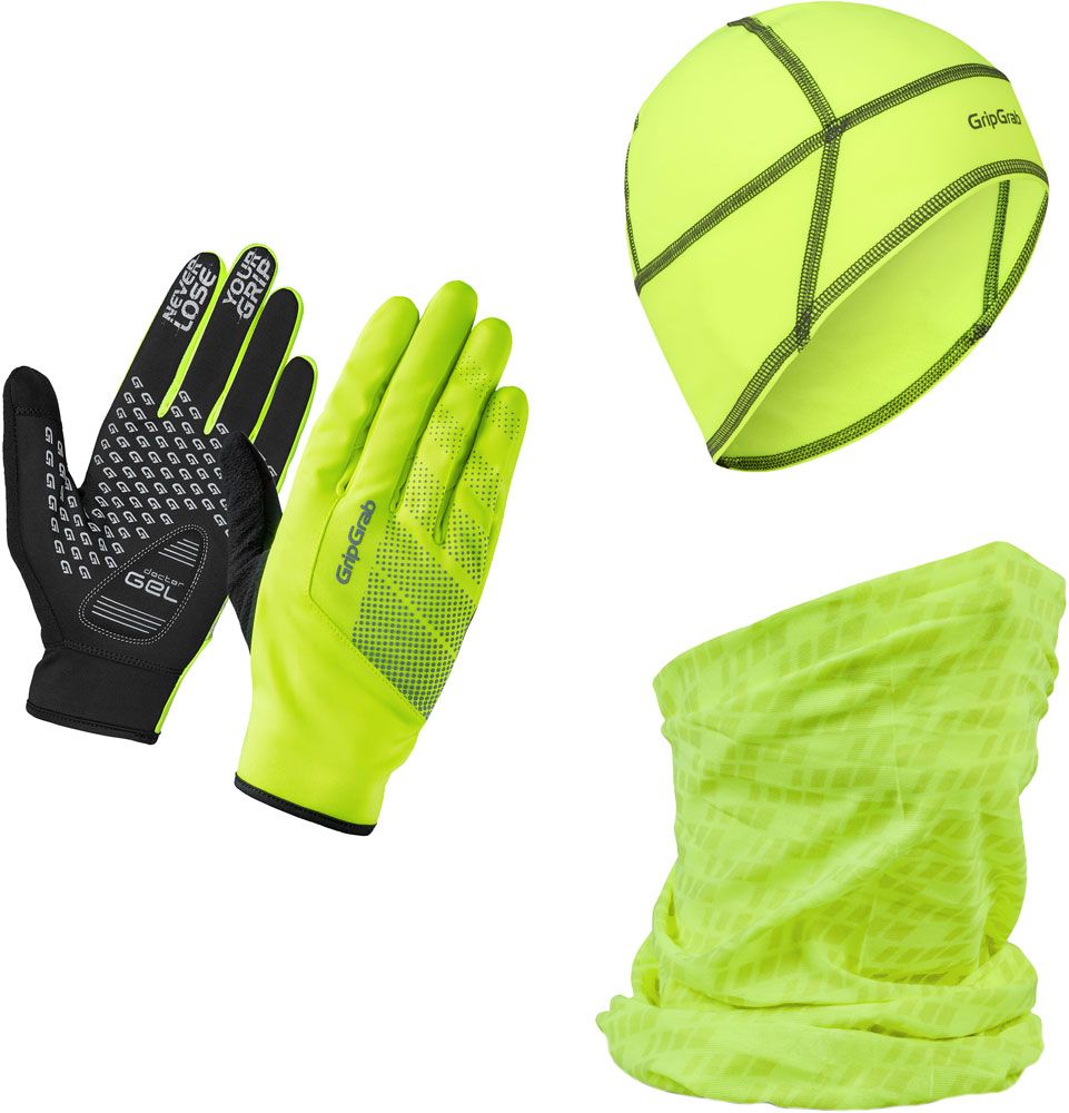 GripGrab Hi-Vis Cycling Essentials Set - Handschuhe + Mütze + Neckwarmer kaufen | Bike-Discount