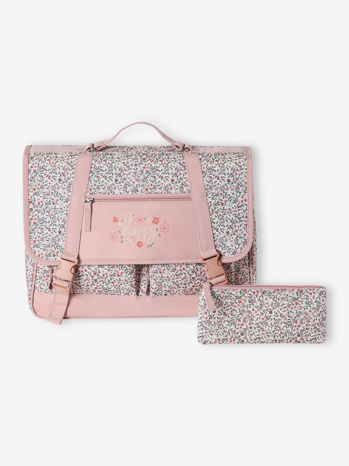 Cartable + trousse fleurie 