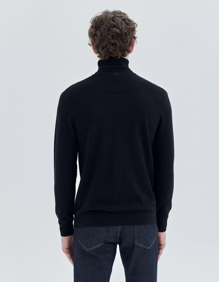 Pull noir tricot à col roulé Homme