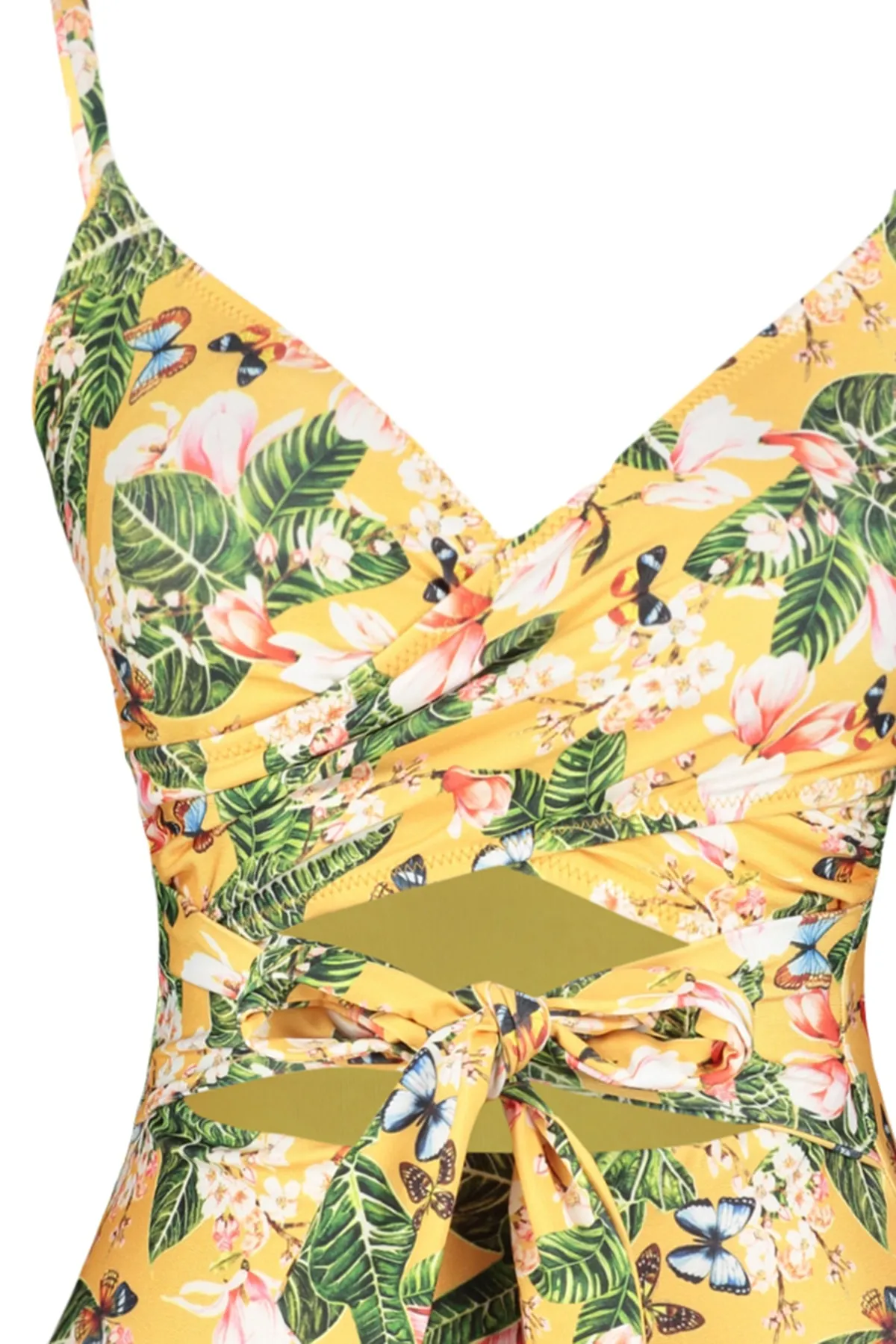 Trendyol Collection  Zweireihiger, gebundener Hipster-Badeanzug mit Blumenmuster TBESS21MA0040