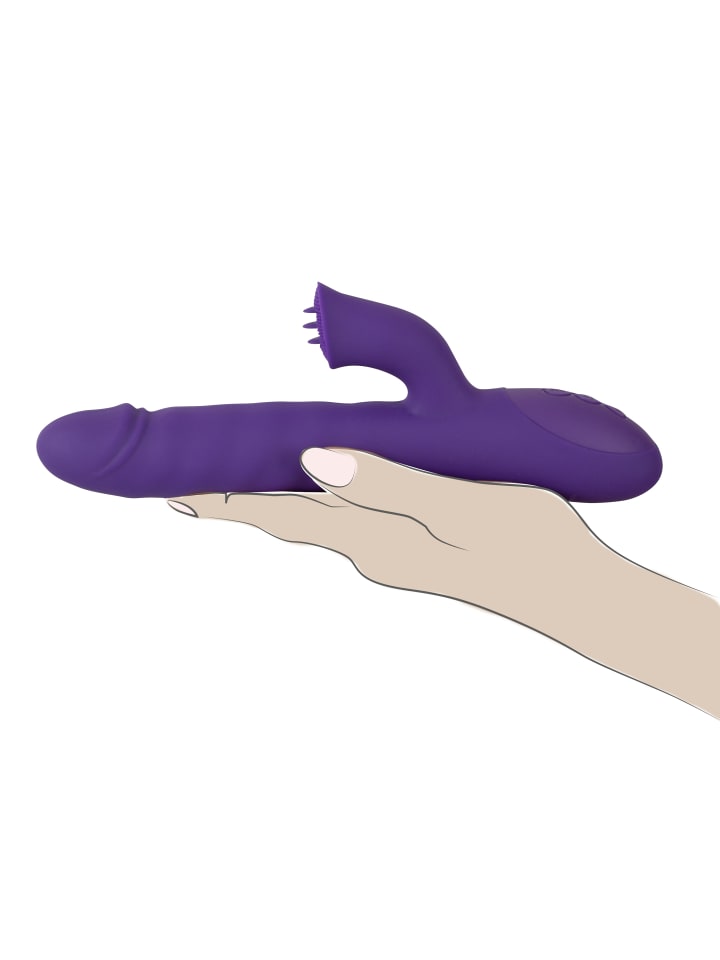 Sweet Smile Stoßvibrator mit Klitorisreizer Thrusting & Rotating Pearl Vibrator in lila günstig kaufen 24 cm