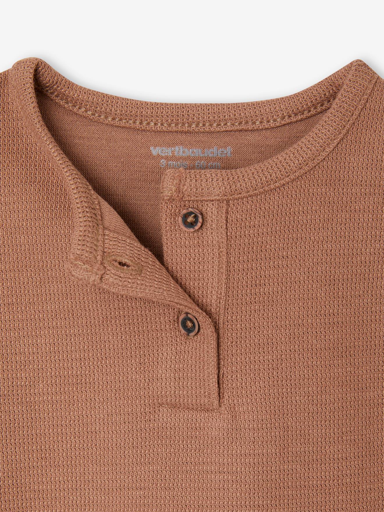 Vertbaudet Baby-Set: Henley-Shirt & Shorts, personalisierbar Oeko-Tex - mokka