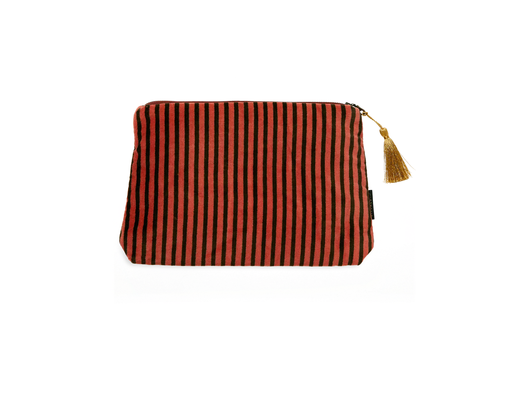 Pochette moyenne en velours de coton Vellore à rayures roses vintage