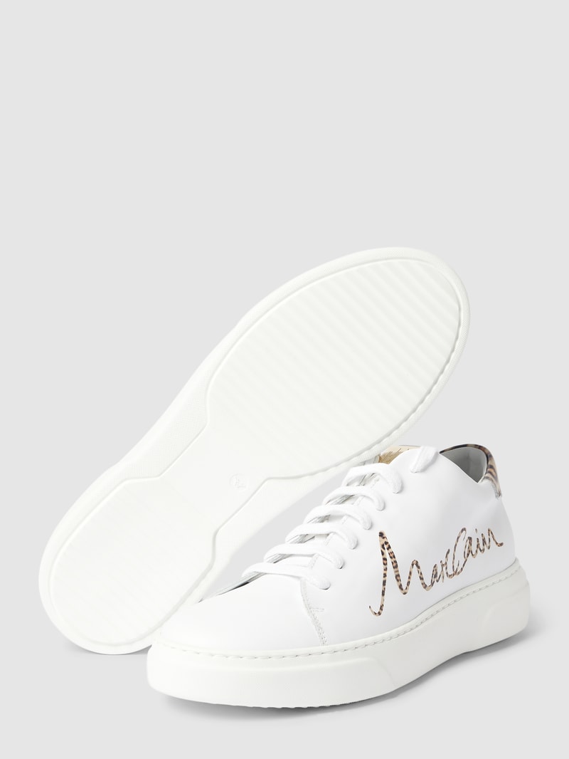 Sneaker aus echtem Leder mit Animal-Print in weiß