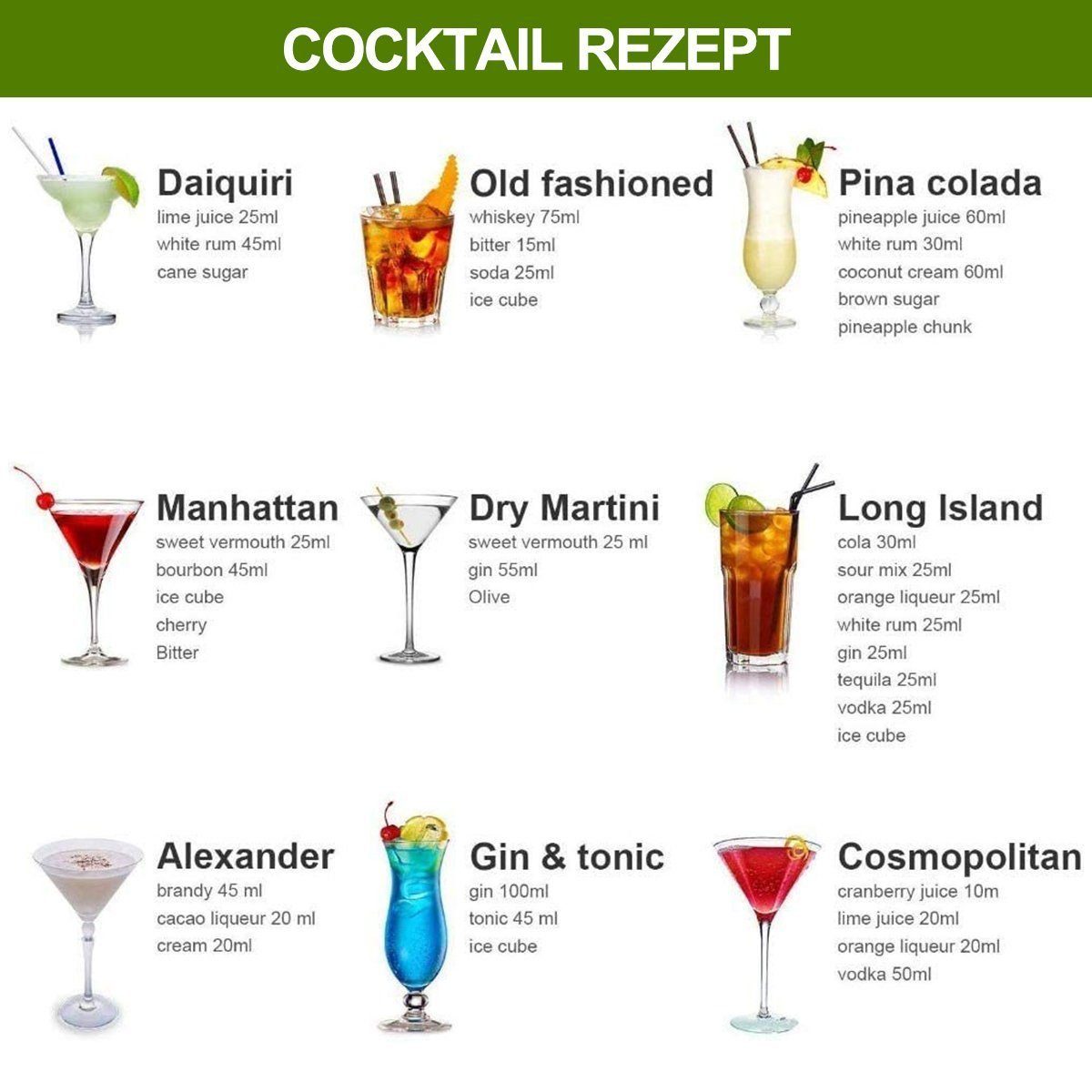 DOPWii Cocktail Shaker 750ML 23 Teiliges Edelstahl Barkeeper Kit