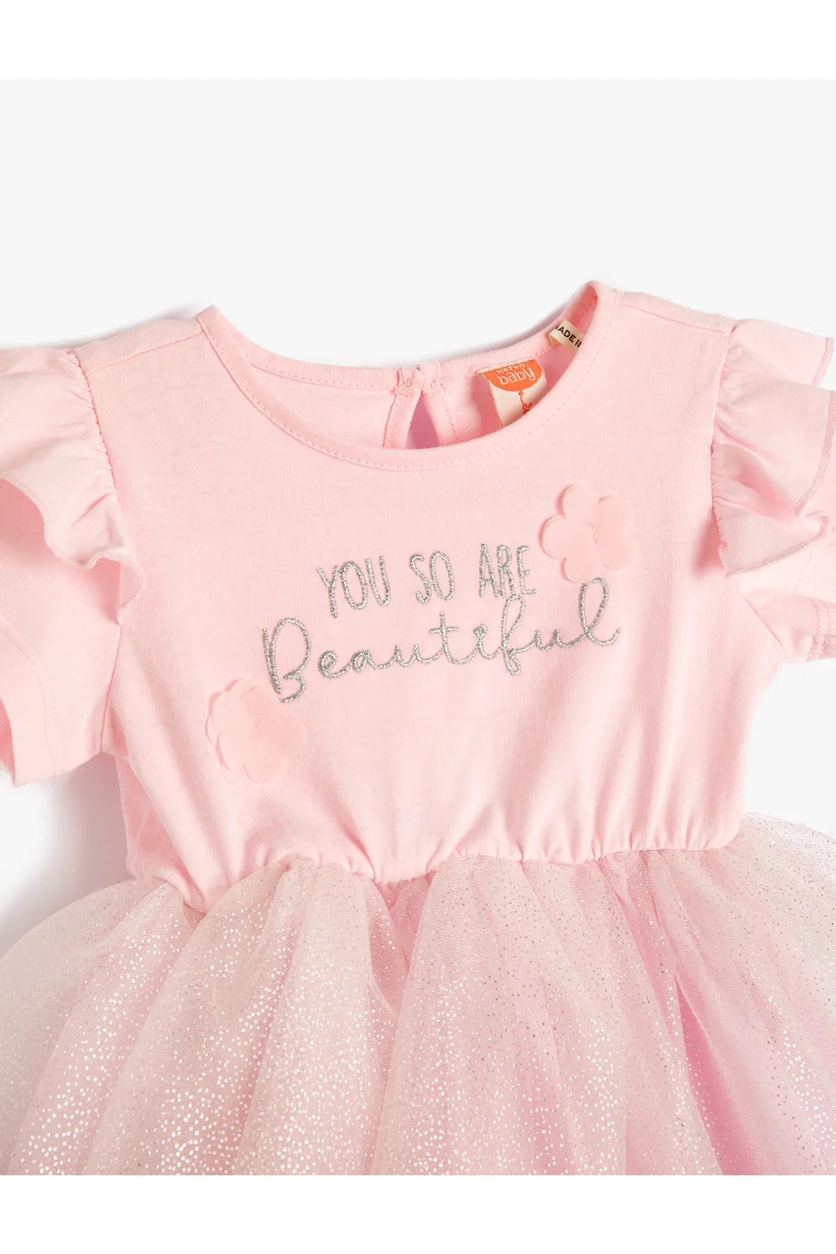 Koton  Kleid Tutu Rock Rüschen Kurzarm Baumwolle Stickerei detailliert