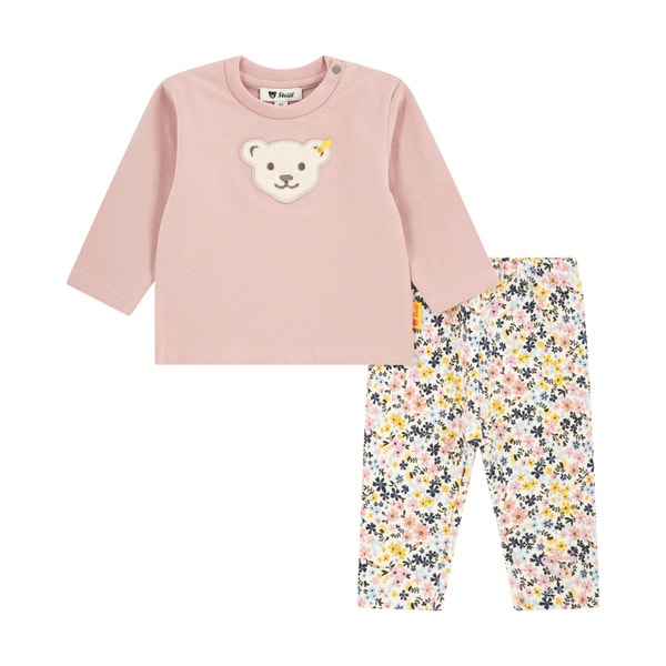 Set Leggings + T-Shirt langarm, rosa für Mädchen