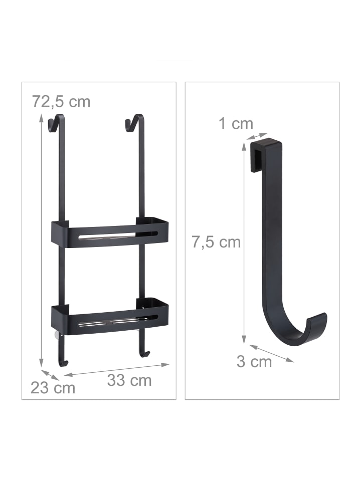 relaxdays Duschablage in Schwarz - (B)33 x (H)72,5 x (T)23 cm günstig kaufen onesize