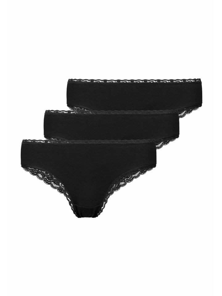 SNOCKS Brazilian Slips mit Spitze aus Bio-Baumwolle 3 Stück in Schwarz günstig kaufen