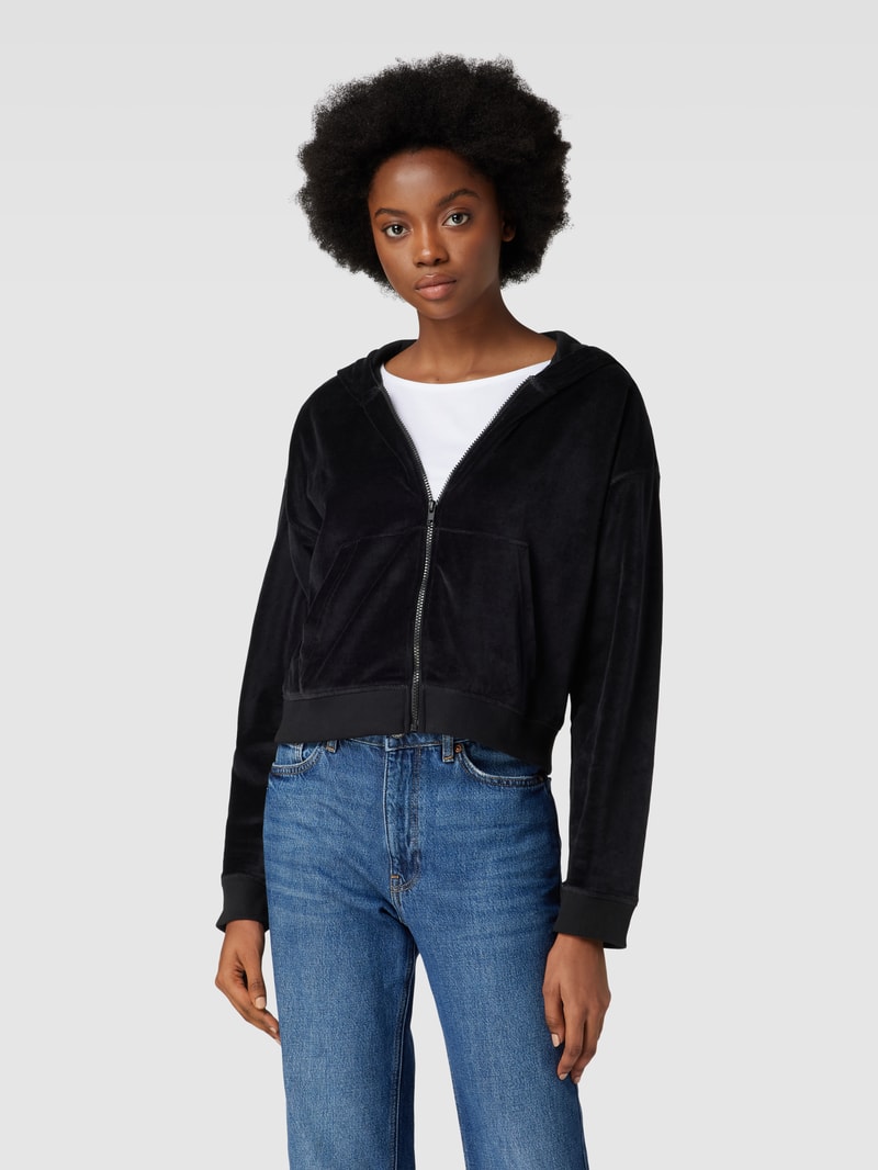 Sweatjacke mit überschnittenen Schultern und Eingrifftaschen in schwarz