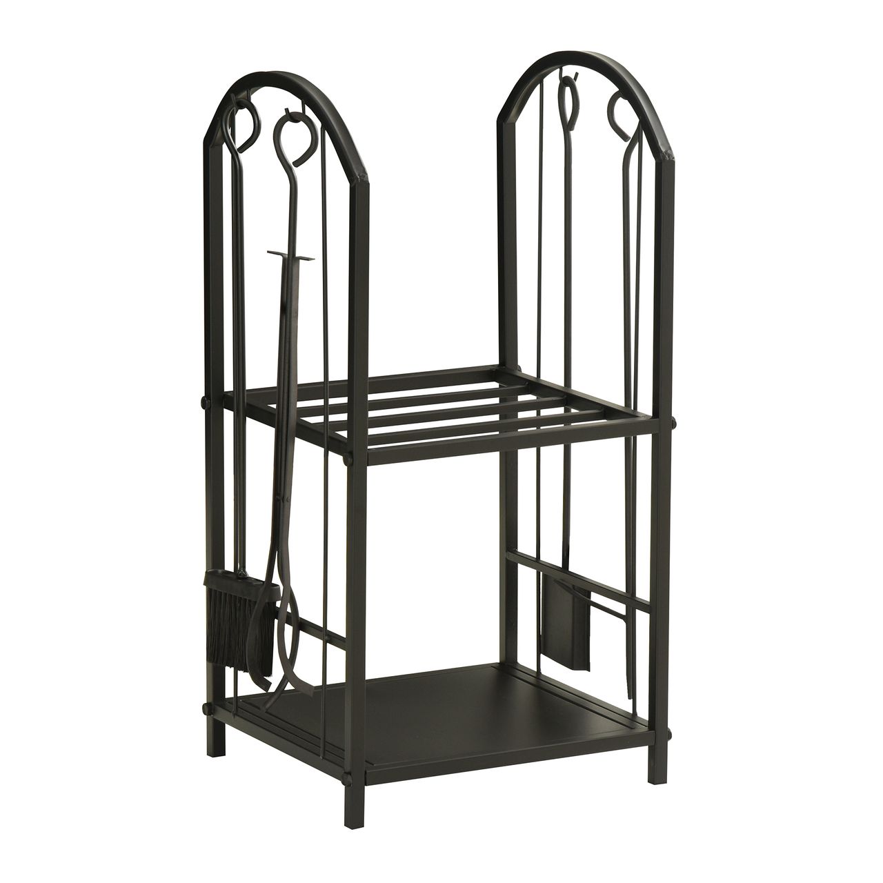 Outsunny kaminholzregal Kaminholzständer Brennholzregal Metall Schwarz 41,5 x 32,5 x 74,5 cm