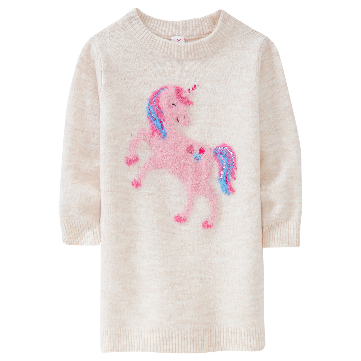 Mädchen Strickkleid mit Einhorn-Motiv