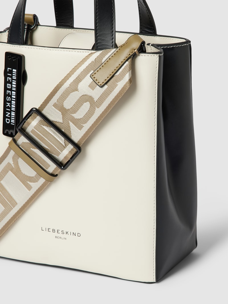 Tote Bag mit Label-Applikation Modell 'Paper' in offwhite