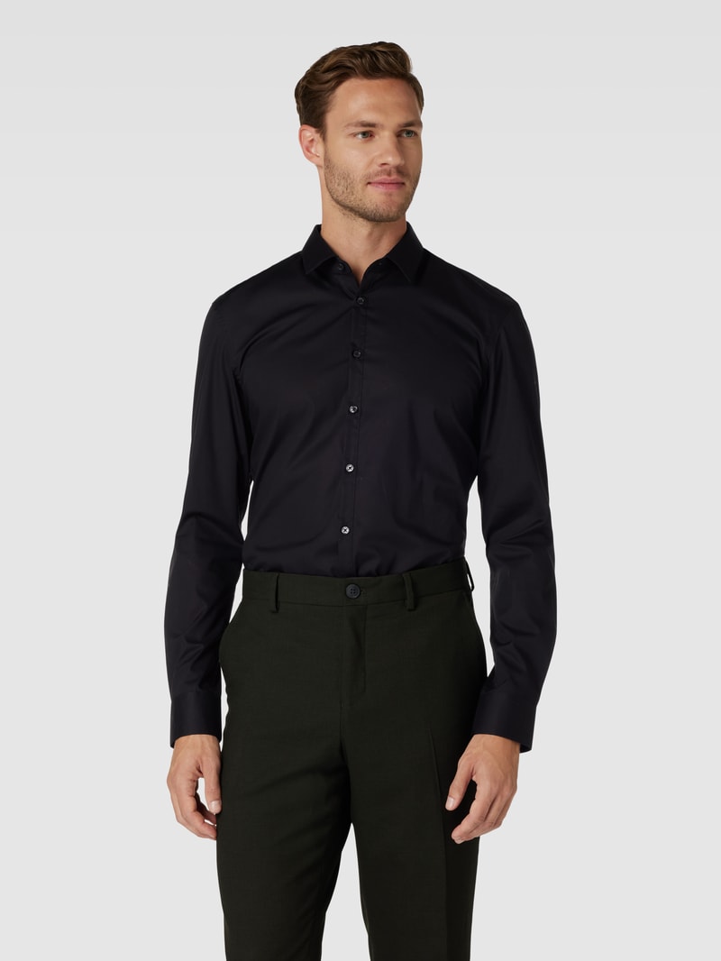 Super Slim Fit Business-Hemd aus Popeline in schwarz