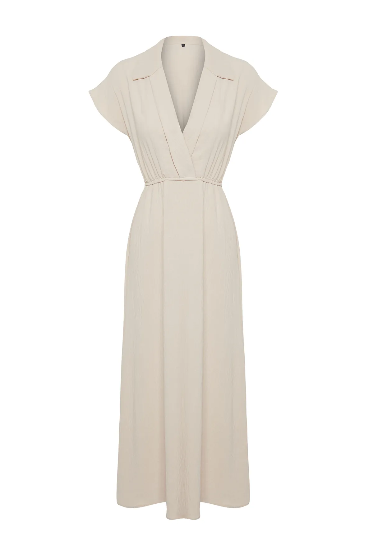 Trendyol Collection  Beiges Aerobin DMidi-Kleid - A-Linie, Zweireihiger Kragen TWOSS24EL00599