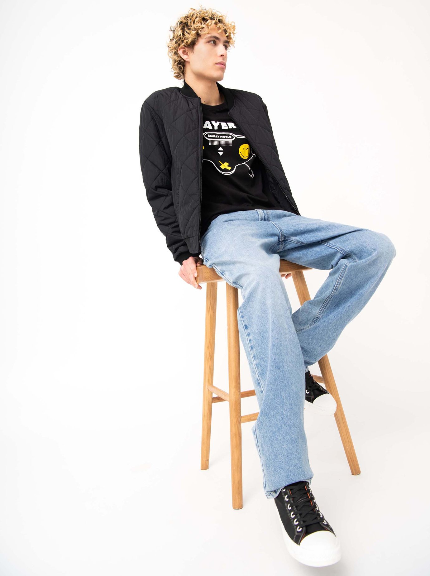 Tee-shirt homme imprimé fantaisie - Smiley noir | GEMO