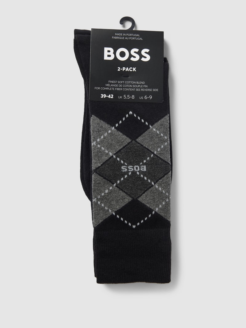 Socken mit Label-Detail im 2er-Pack in schwarz