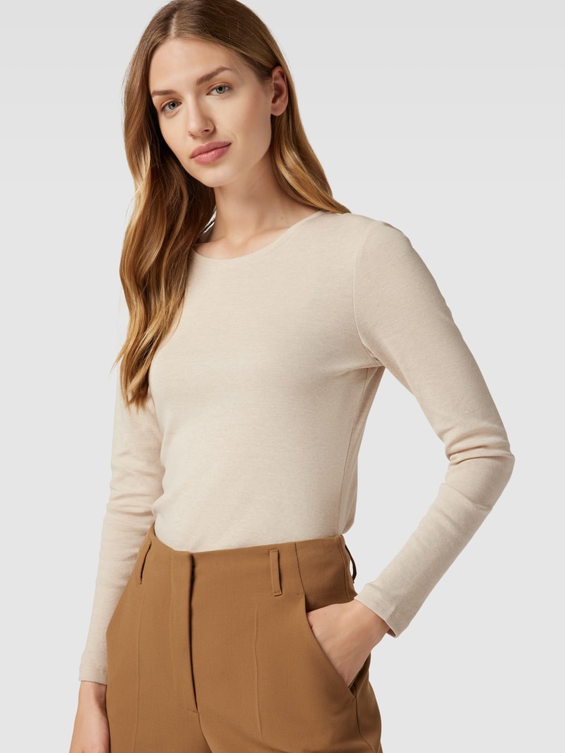 Longsleeve mit Rundhalsausschnitt in ecru meliert