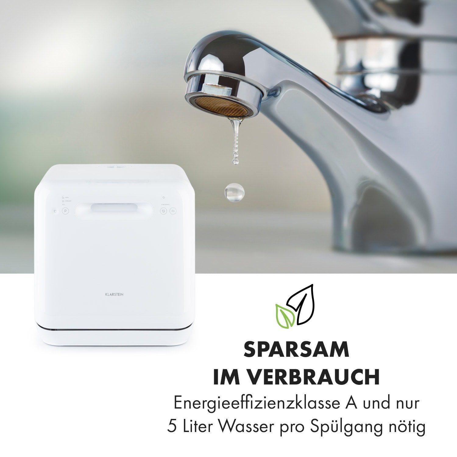 Klarstein Standgeschirrspüler Aquatica Geschirrspüler freistehend installationsfrei 2 Gedecke 860W, 10034126