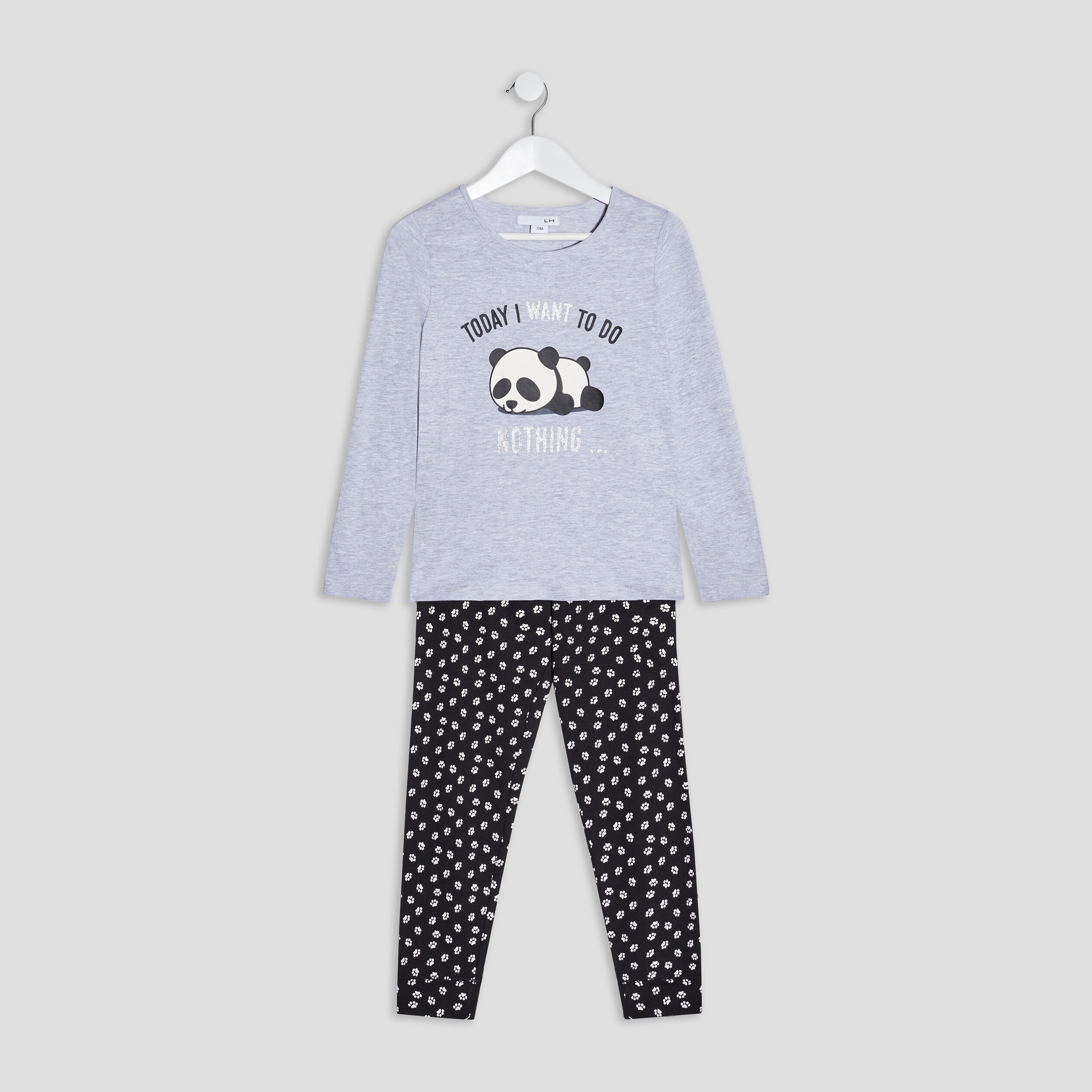Ensemble pyjama 2 pièces gris fille | La Halle