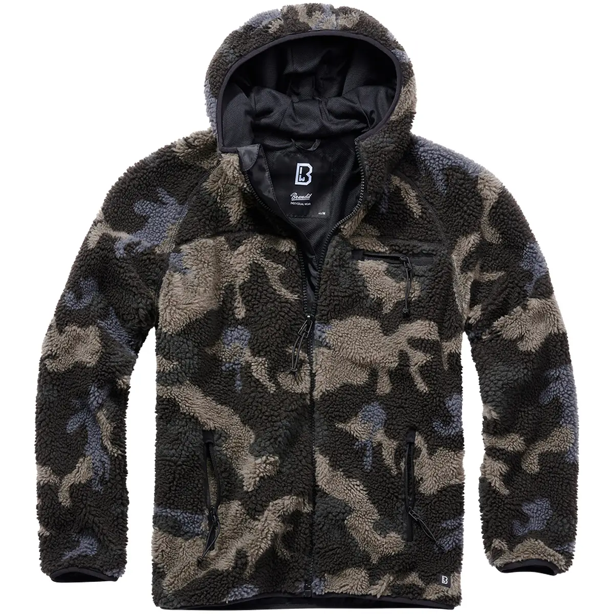 Teddyfleece Worker Jacke mit Kapuze darkcamo