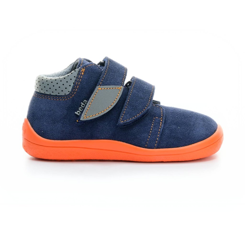 Beda Mandarine mit Membran und Hinterkappe (BF 0001/W/M/2/OP) dunkel blaue Barfuß-Stiefeletten