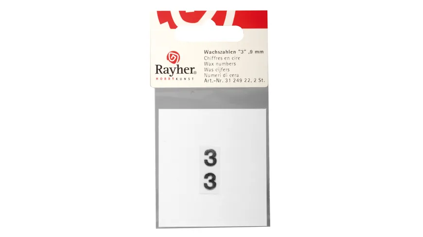 Rayher Wachszahlen -3- silber 9mm 2Stück