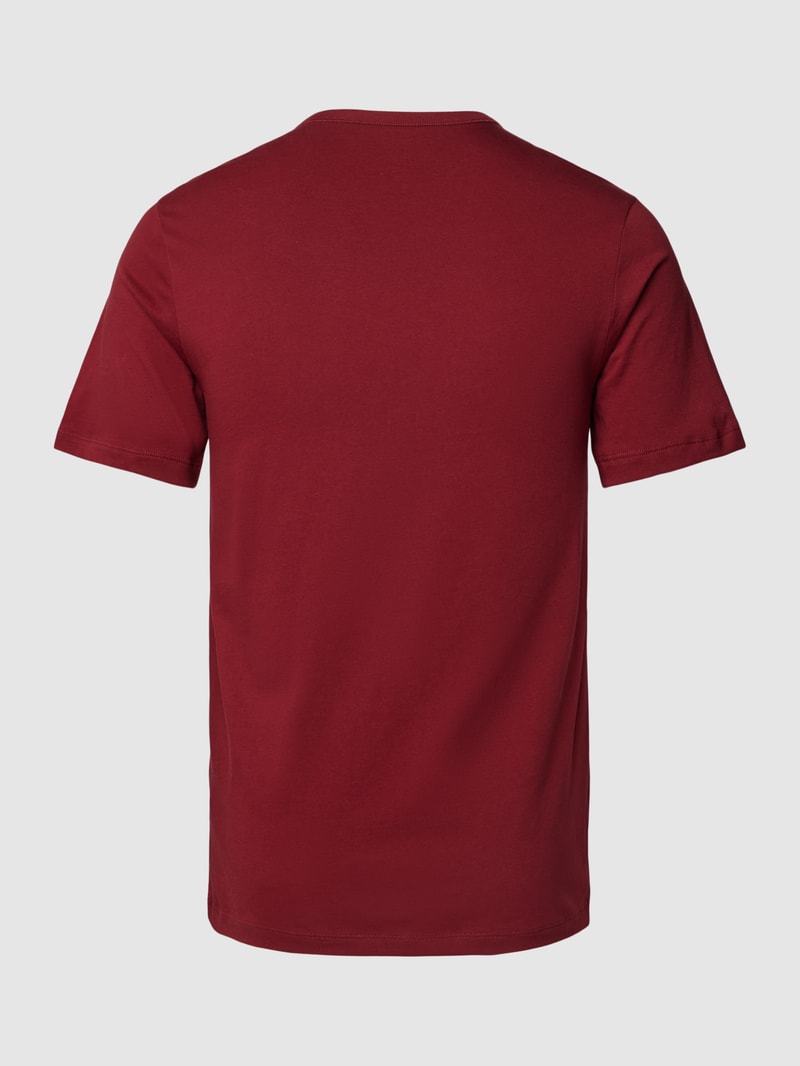 T-Shirt mit Label-Stitching im 3er-Pack in bordeaux rot