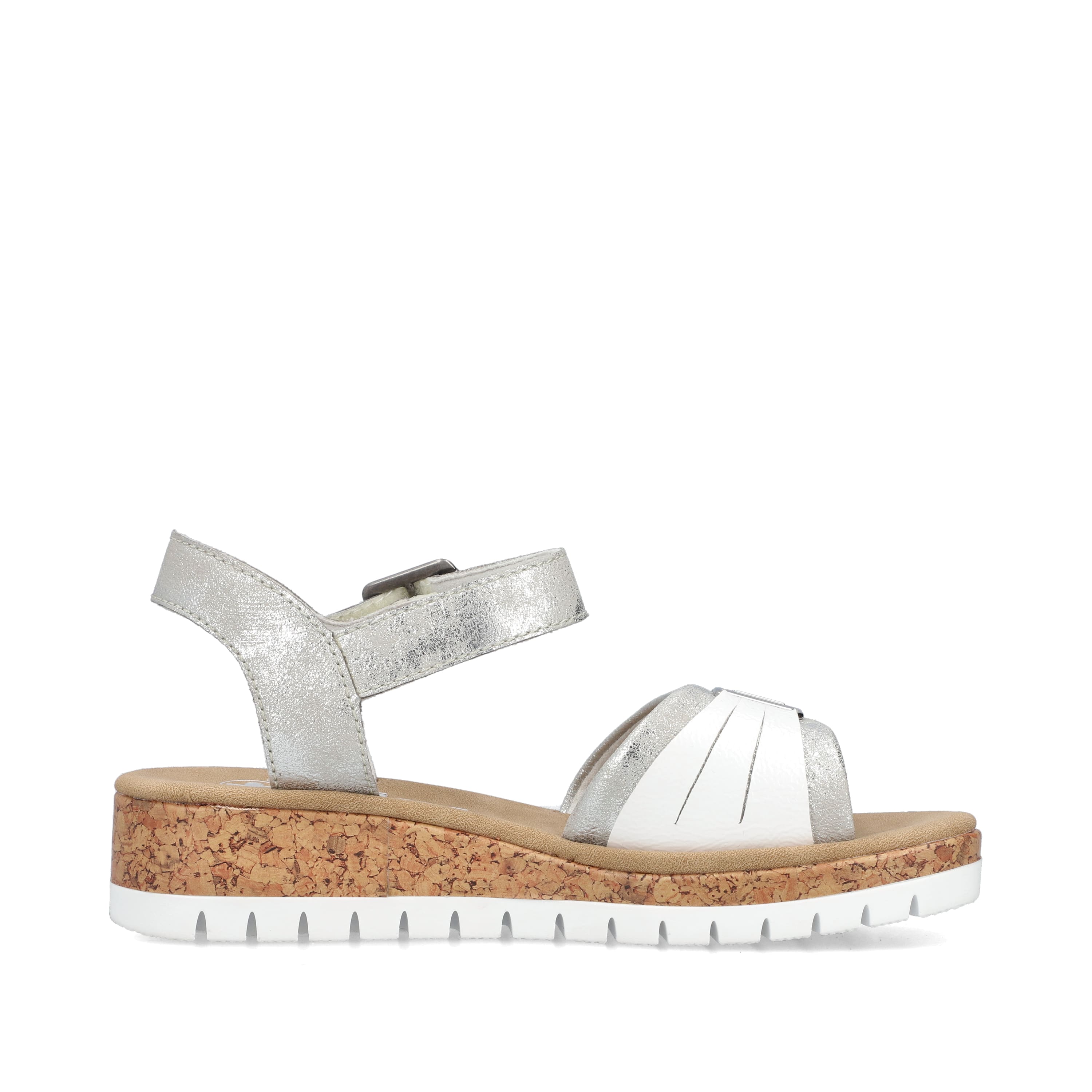 Rieker Damen Keilsandaletten silber-platin-metallic