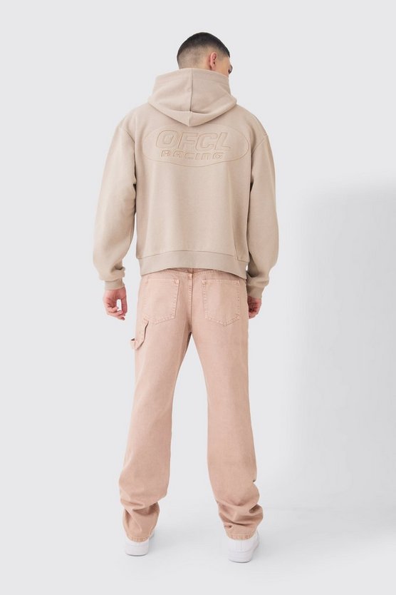 Kastiger Oversize Hoodie mit Applikation