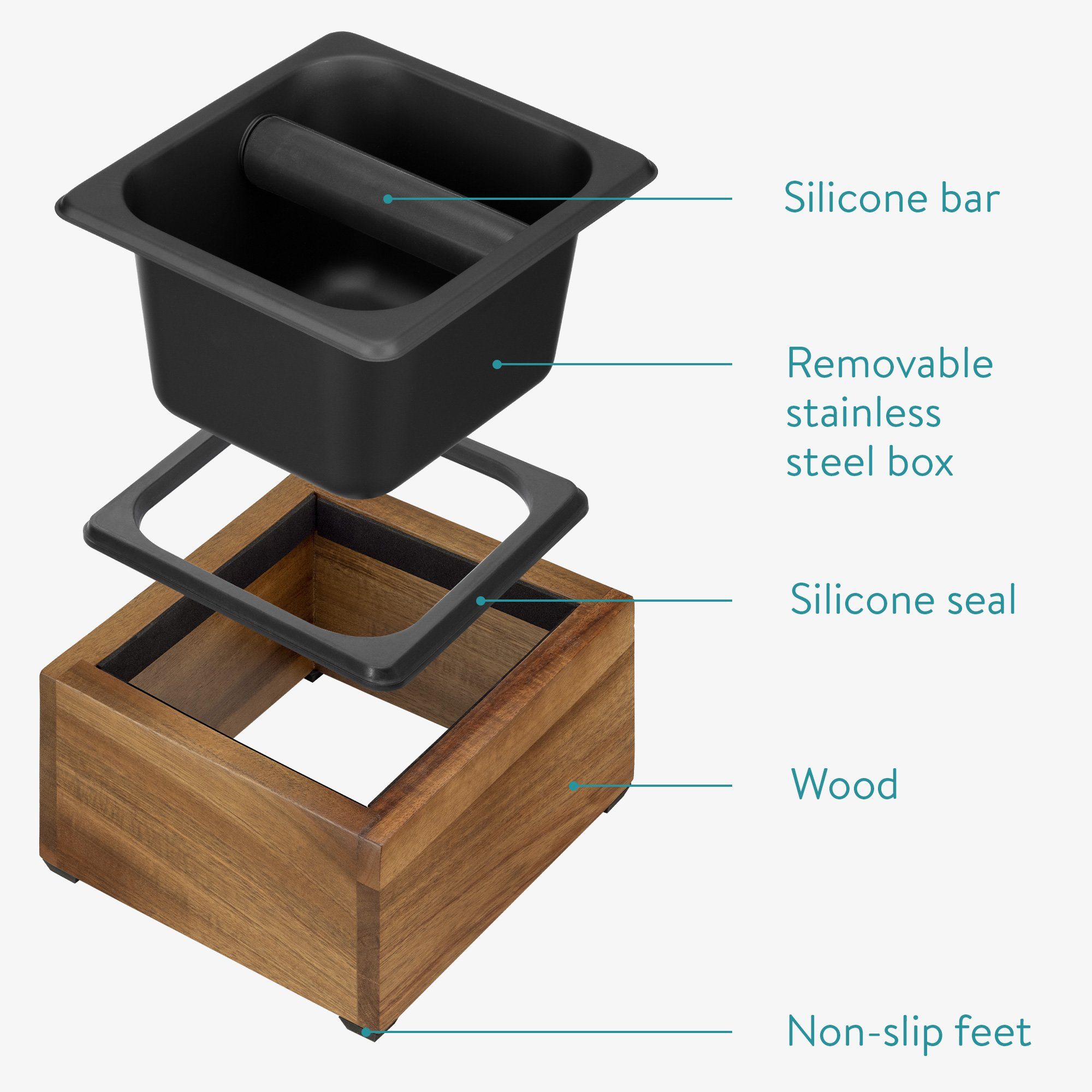 Navaris Kaffeemühle Abklopfbehälter Holz 18x17x11cm - für Siebträger - Espresso