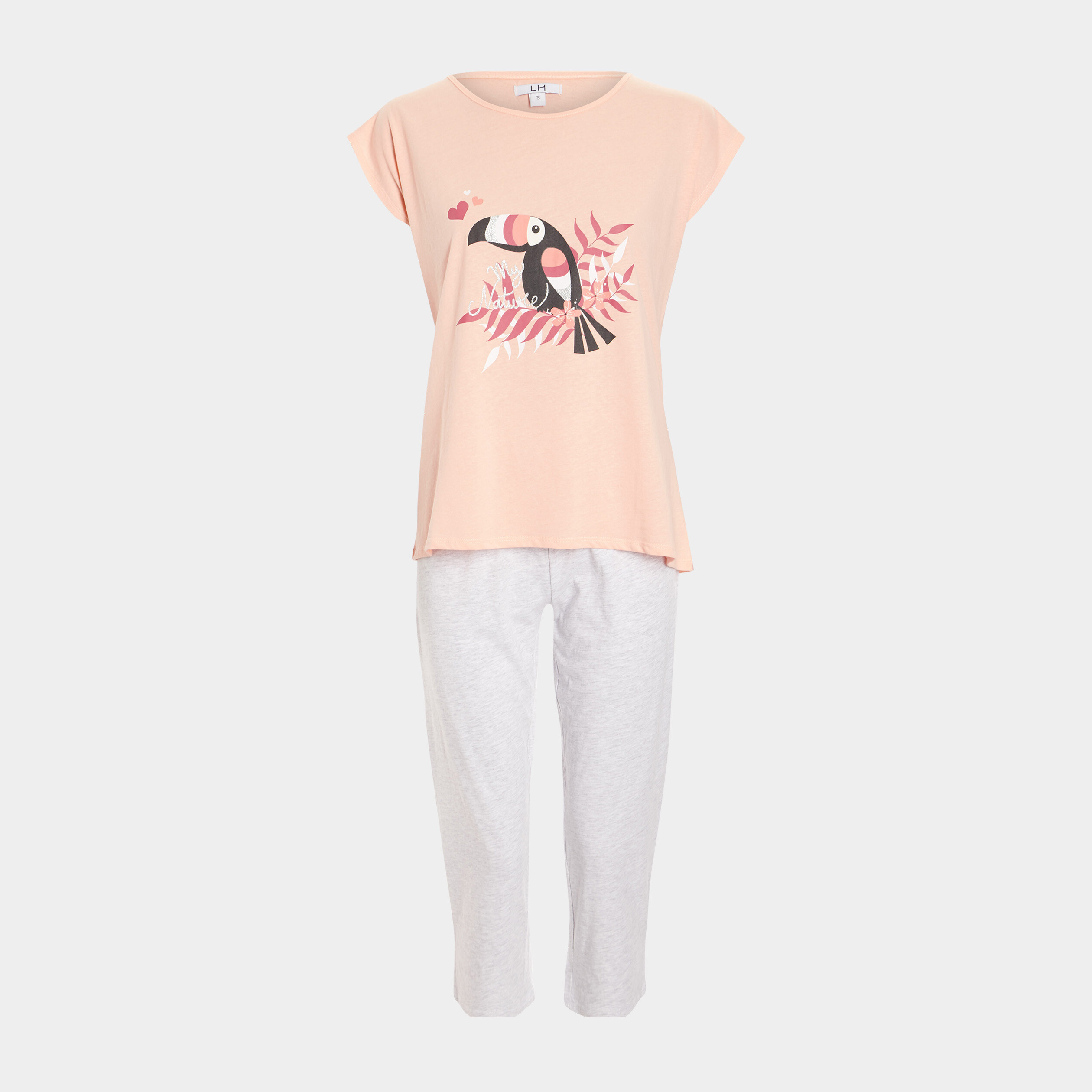 Ensemble pyjama 2 pièces rose clair femme | La Halle