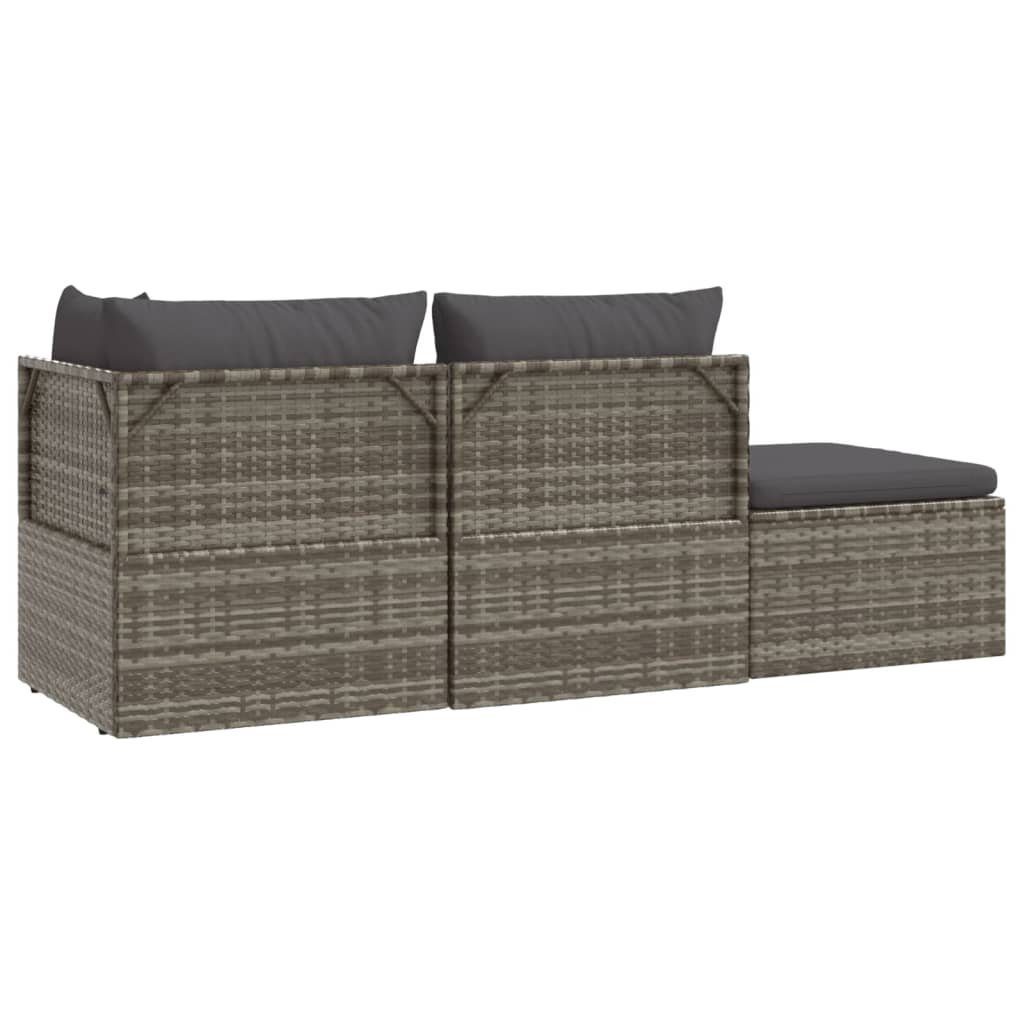 vidaXL Loungesofa 4-tlg. Garten-Lounge-Set mit Kissen Grau Poly Rattan, 1 Teile