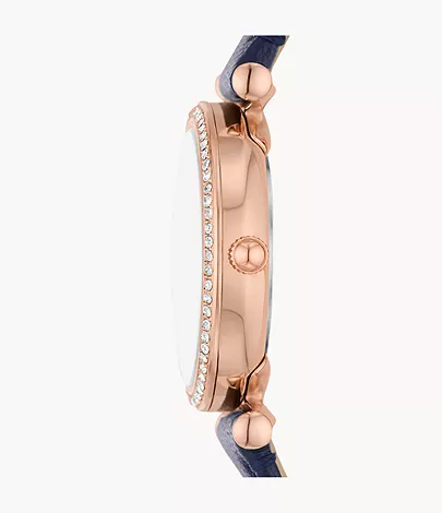Fossil Uhr Carlie 3-Zeiger-Werk LiteHide™-Leder dunkelblau
