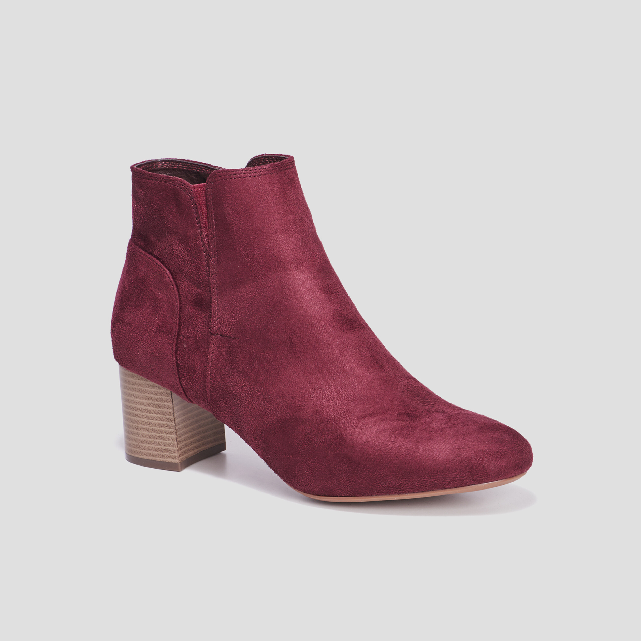 Bottines suédines à talons bordeaux femme | La Halle