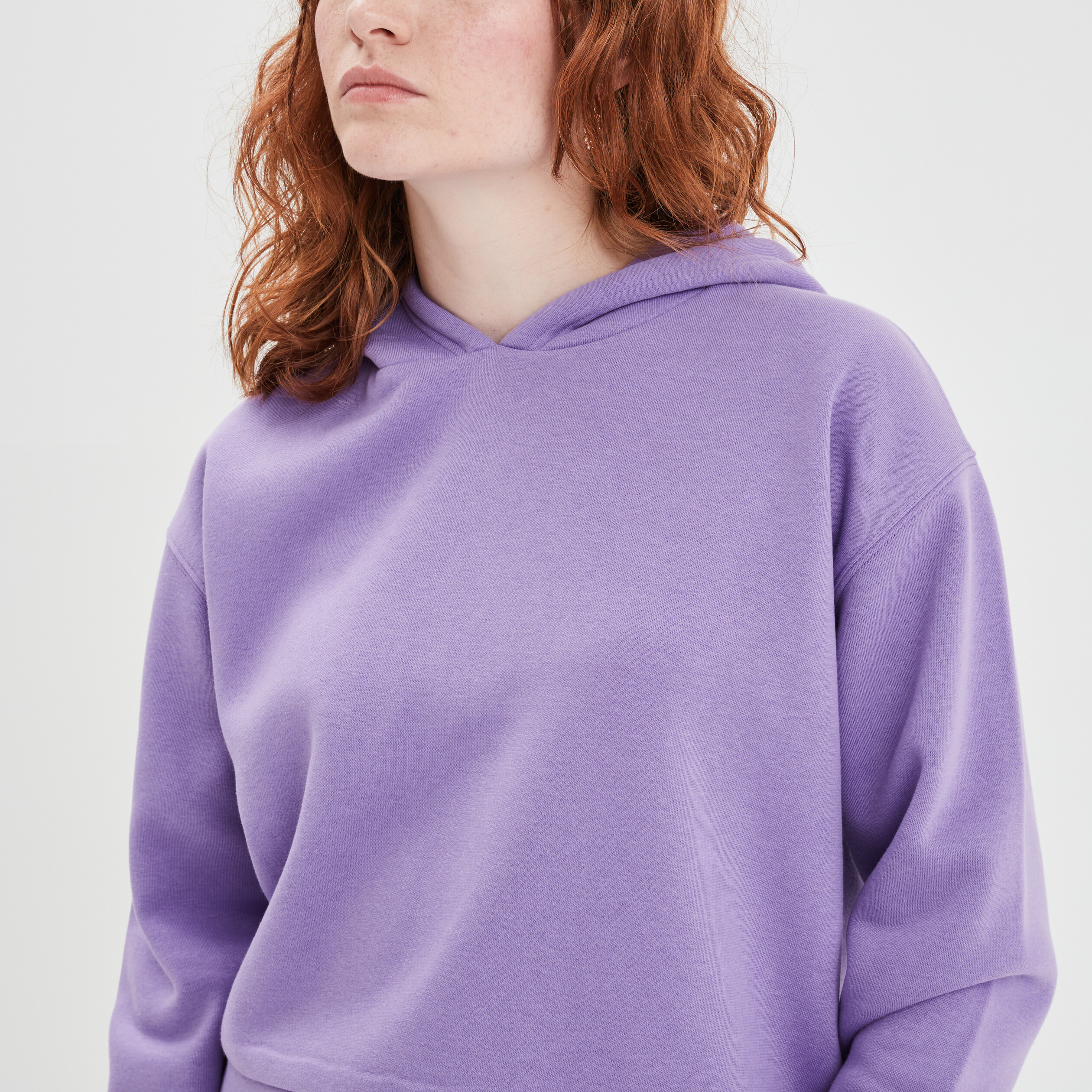 Sweat cropped à capuche hoodie parme femme | La Halle