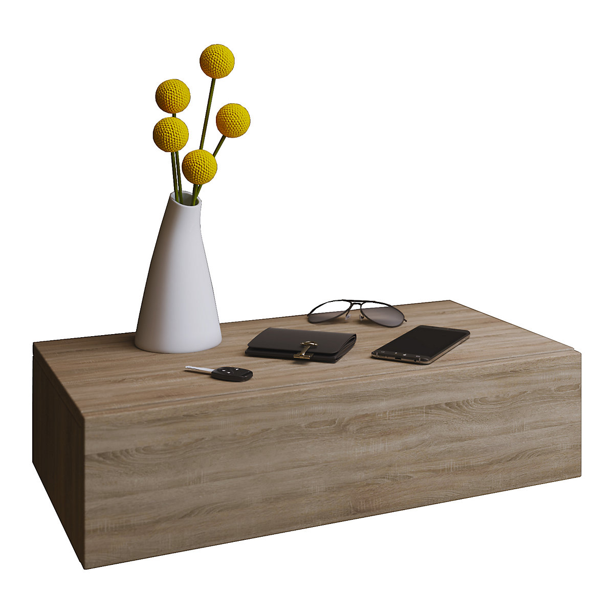 Holz Dielenmöbel Flur Dekoregal Wandboard Wandregal Wandschublade Blado Maxi
