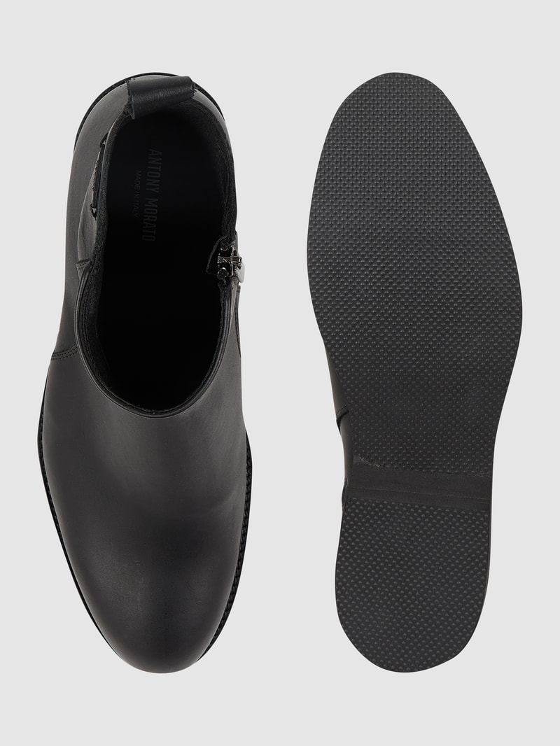 Lederboots mit Gummisohle in schwarz