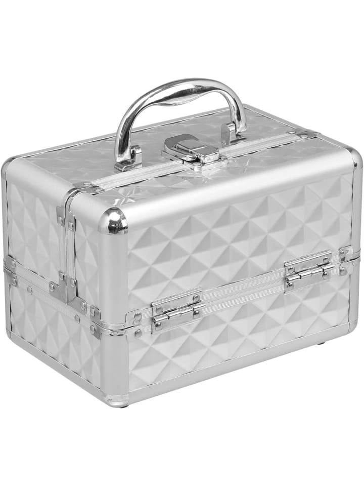 COSTWAY Kosmetikkoffer mit Spiegel in Silber günstig kaufen 23 cm