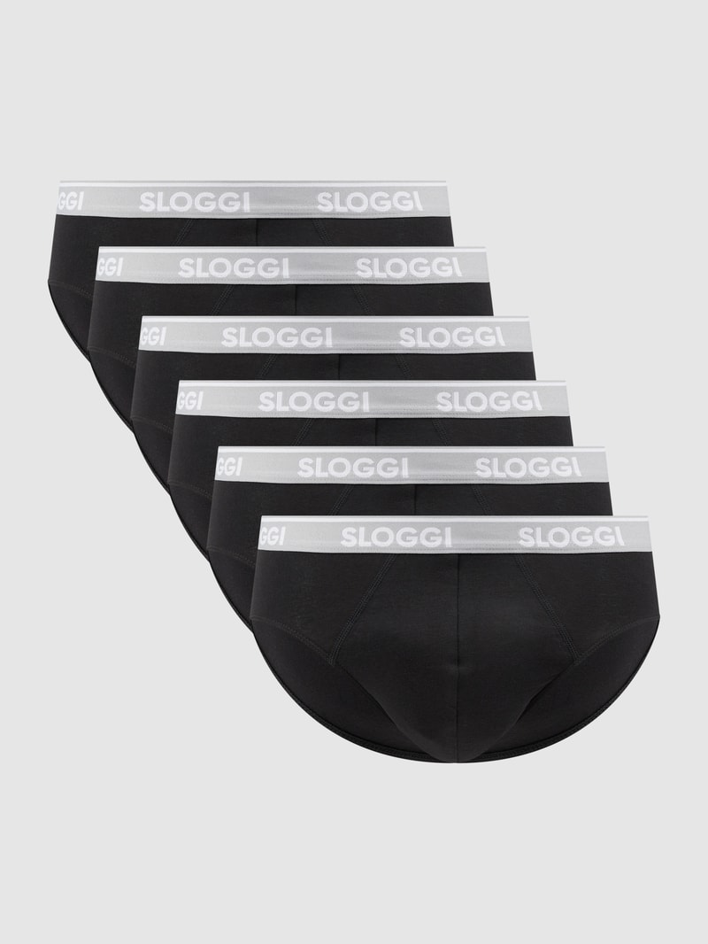 Slip mit Stretch-Anteil im 6er-Pack in schwarz