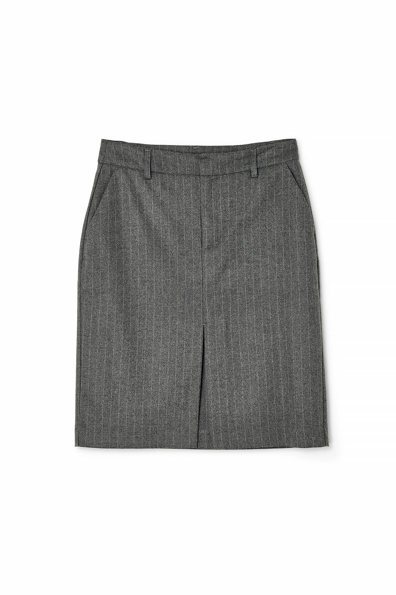 Gerader gestreifter Minirock mit hoher Taille und Schlitz