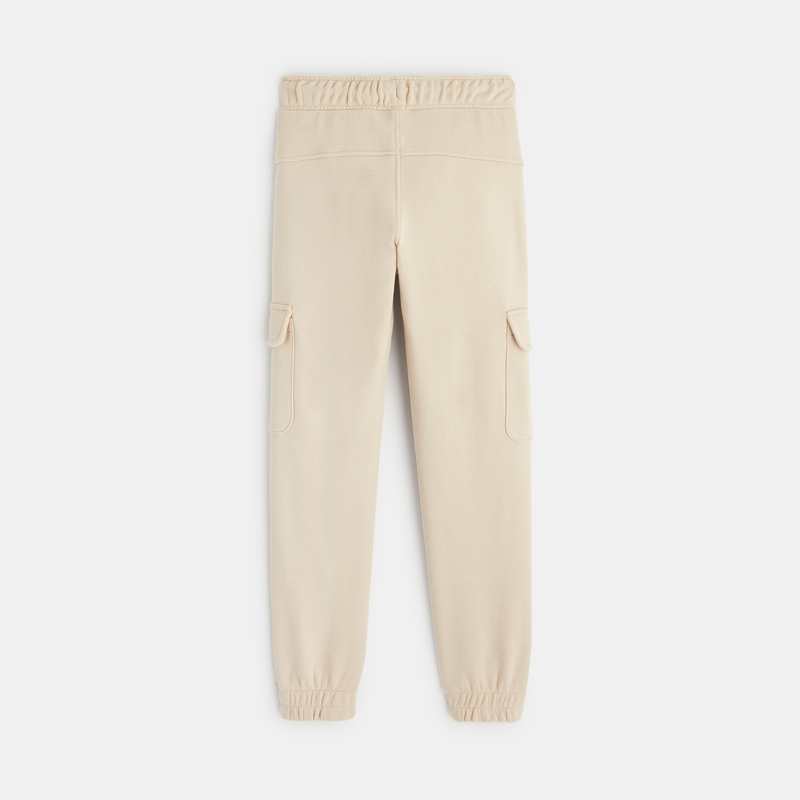 Jogging uni à poches cargo beige garçon