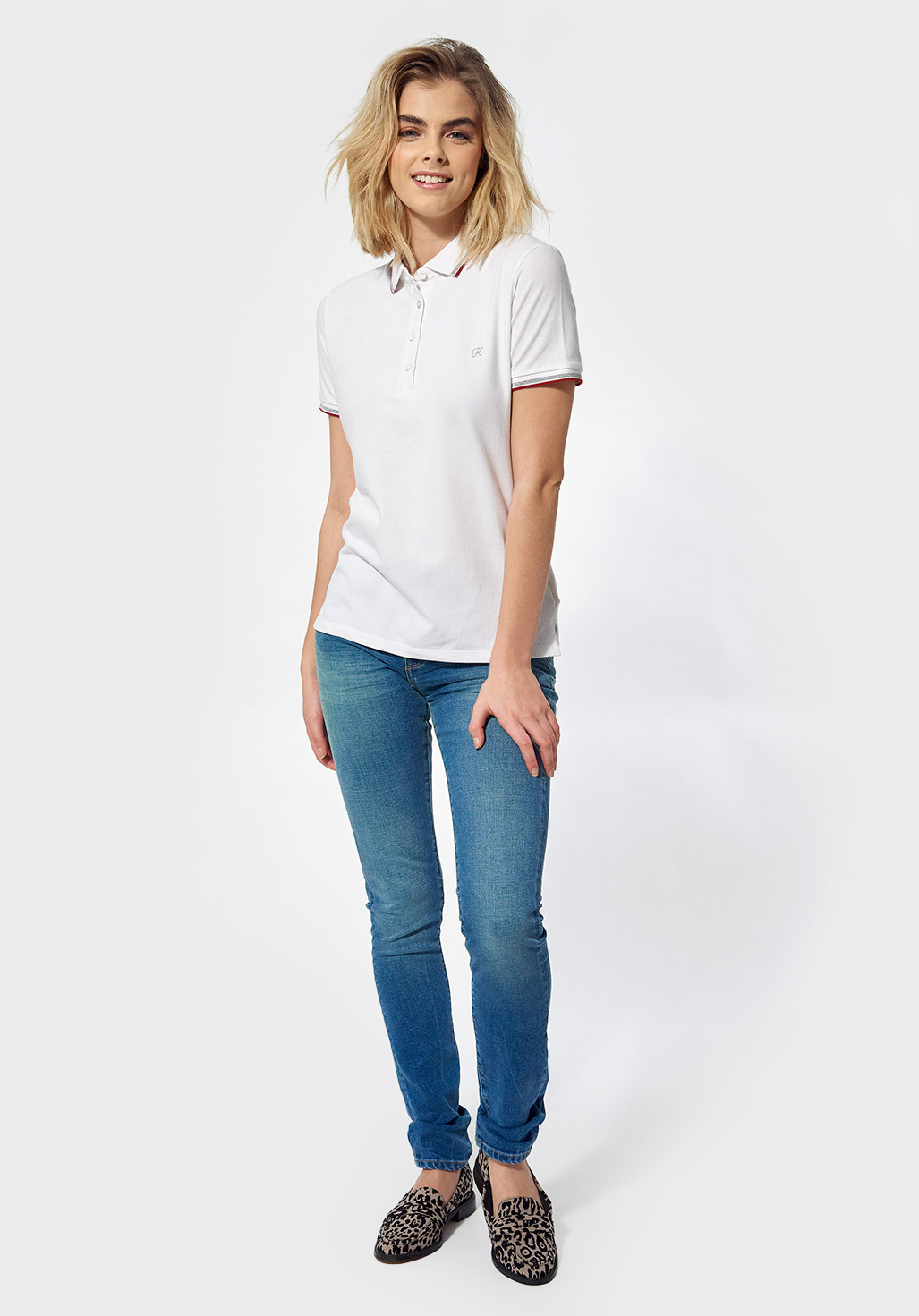 POLAX  Polo ajusté blanc Femme