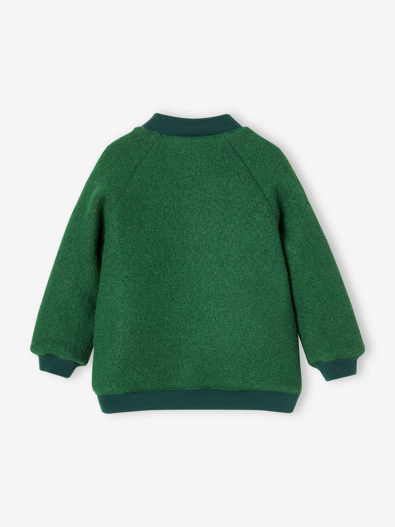 Manteau style teddy fille en lainage bouclettes vert anglais