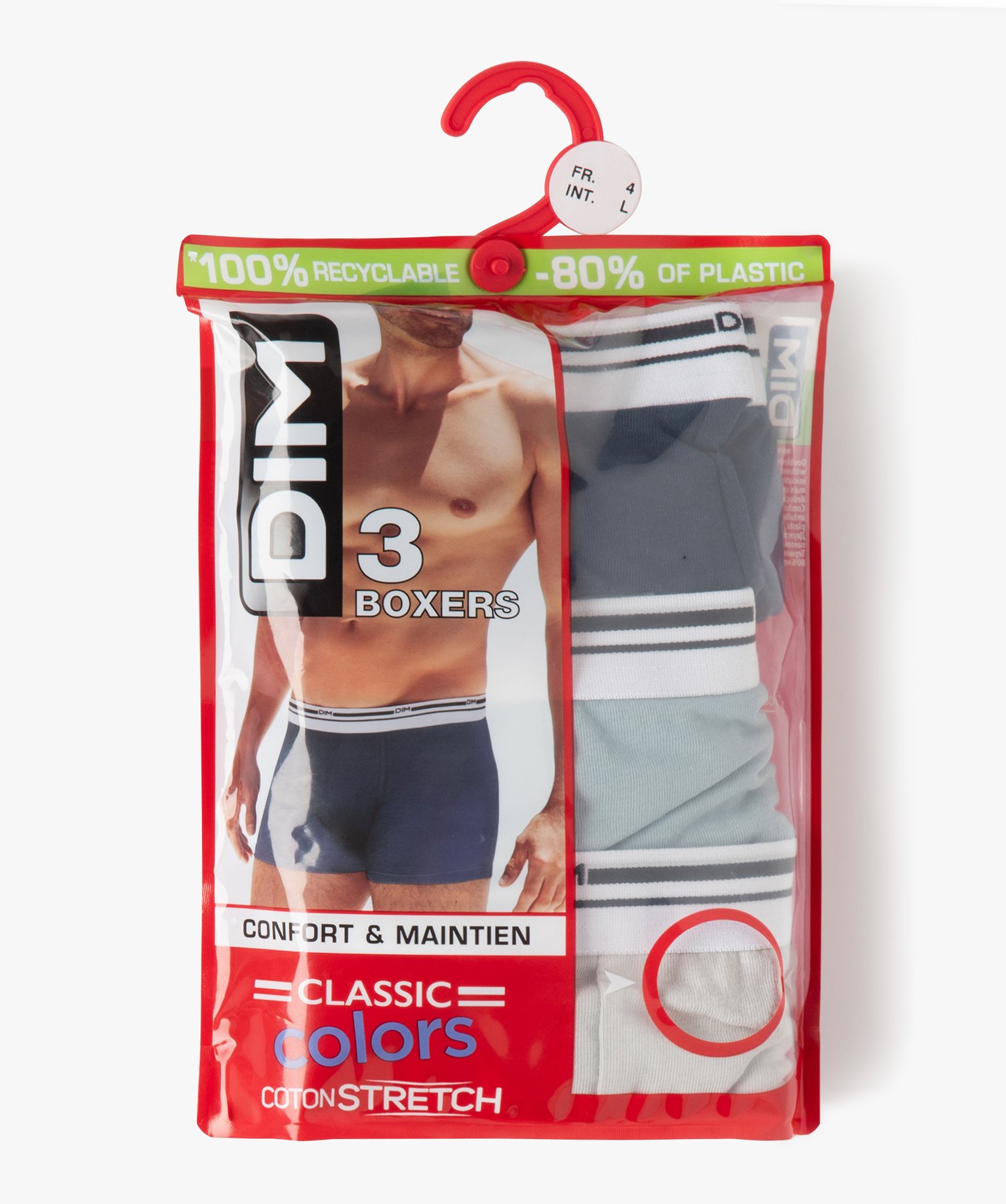 Boxer en coton stretch homme - Classic Colors de Dim (lot de 3) bleu | GEMO